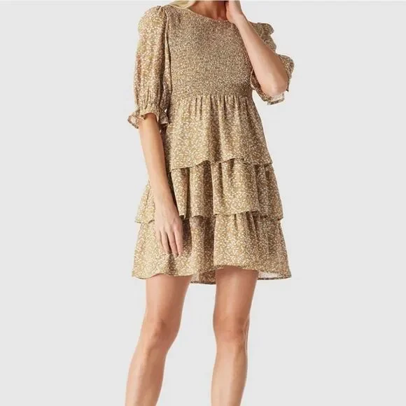 Dresses | Womens Mediumwomens Summer Puff Sleeve Floral Mini Party Dress  Flowy Layered | Poshmark